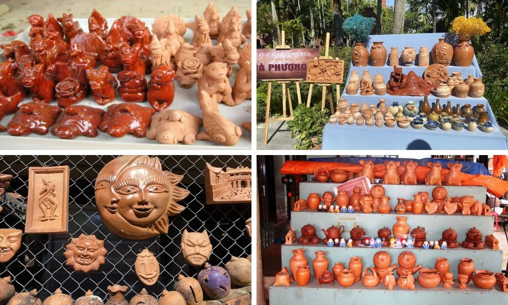 various clay animals and pottery at Thanh Ha Pottery Village Hoi An