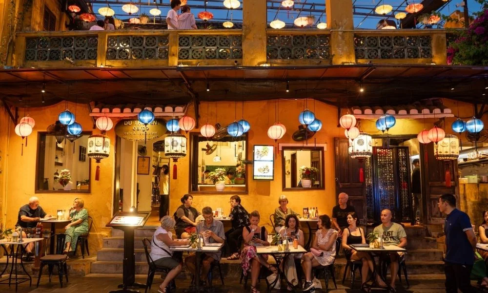 evening ambiance at local hoi an coffee shops with view