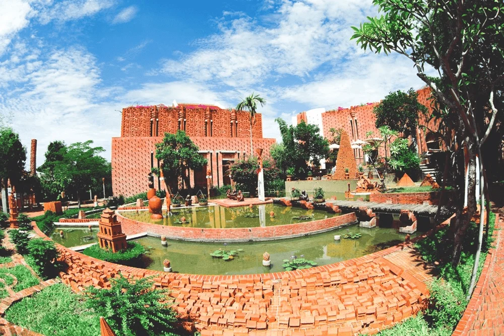 scenic overview of the stunning terracotta park architecture inside thanh ha pottery village hoi an