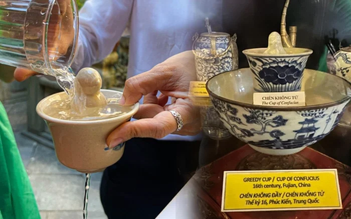The "Cup of Confucius" at Tan Ky Ancient House demonstrating moderation