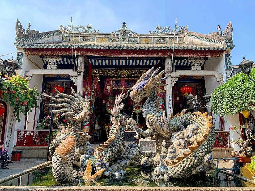 Mosaic dragon fountain at Cantonese Assembly Hall Hoi An