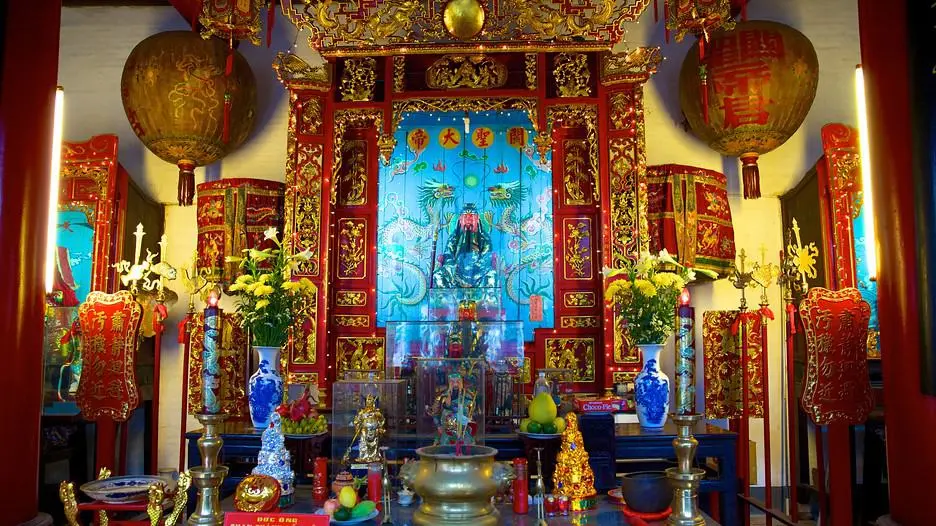 Main altar dedicated to Quan Cong at Cantonese Assembly Hall Hoi An